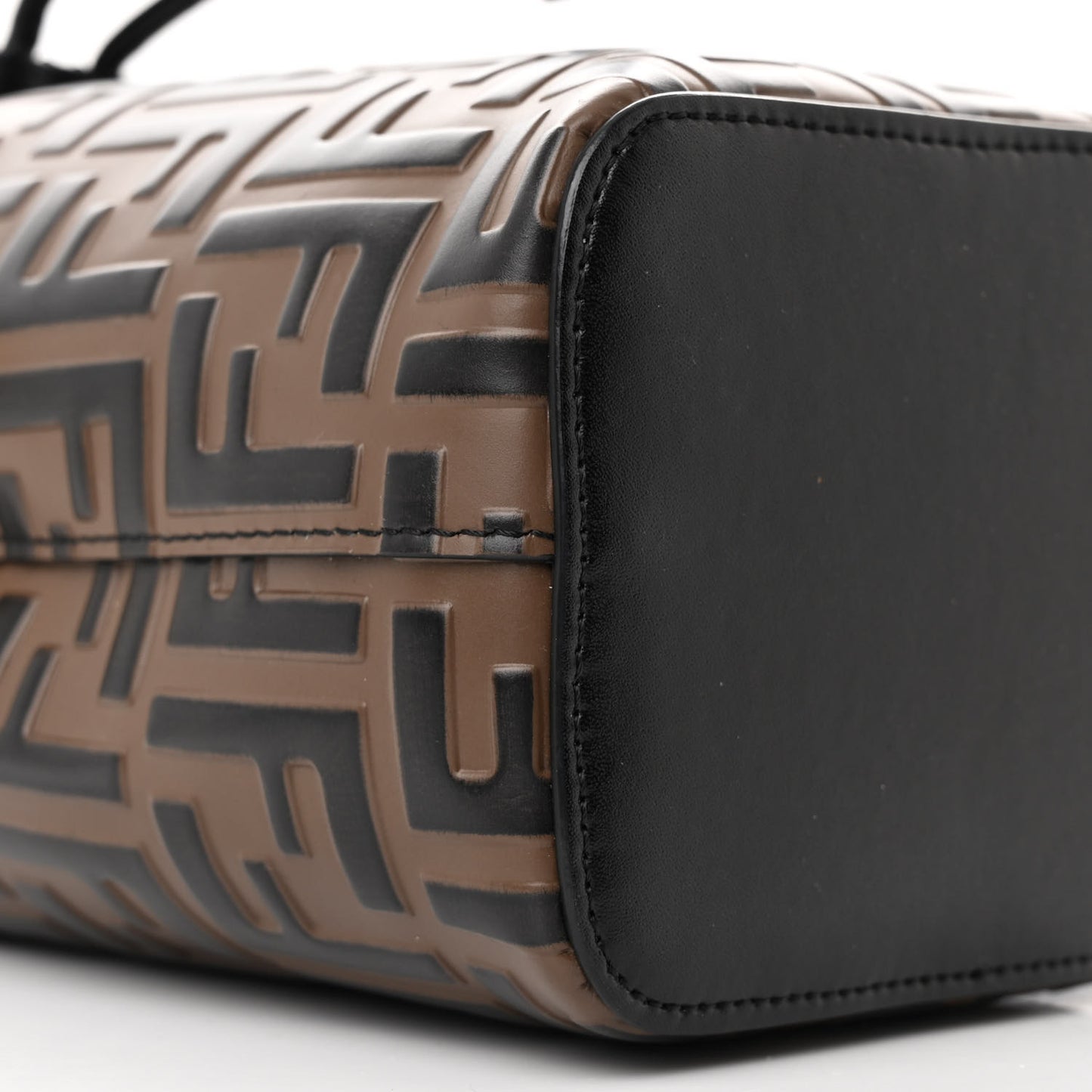 Vitello Liberty F is Fendi Bi-Color FF 1974 Embossed Mini Mon Tresor Bucket Bag Maya Black