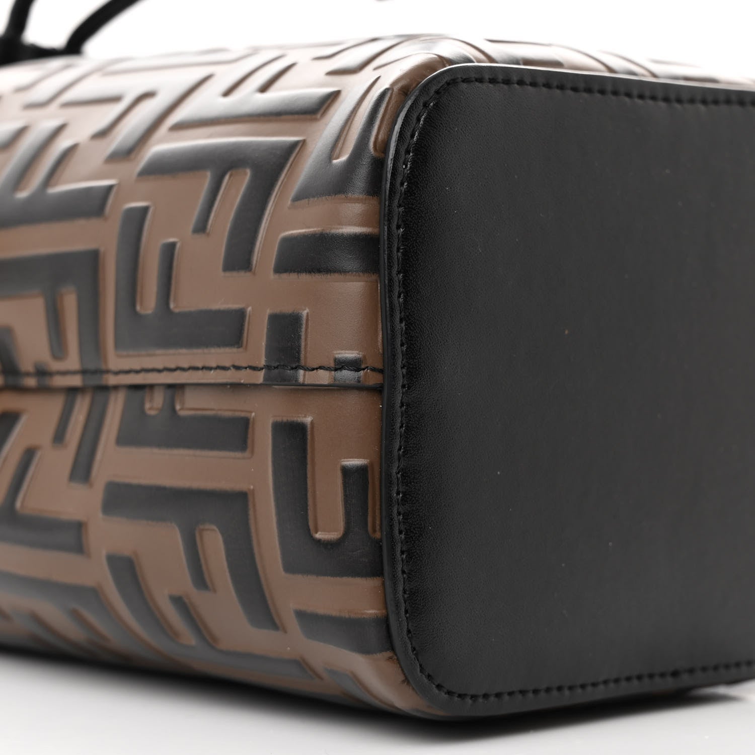 Fendi Vitello Liberty F is Fendi Bi-Color FF 1974 Embossed Mini Mon Tresor Bucket Bag Maya Black 9 of 10