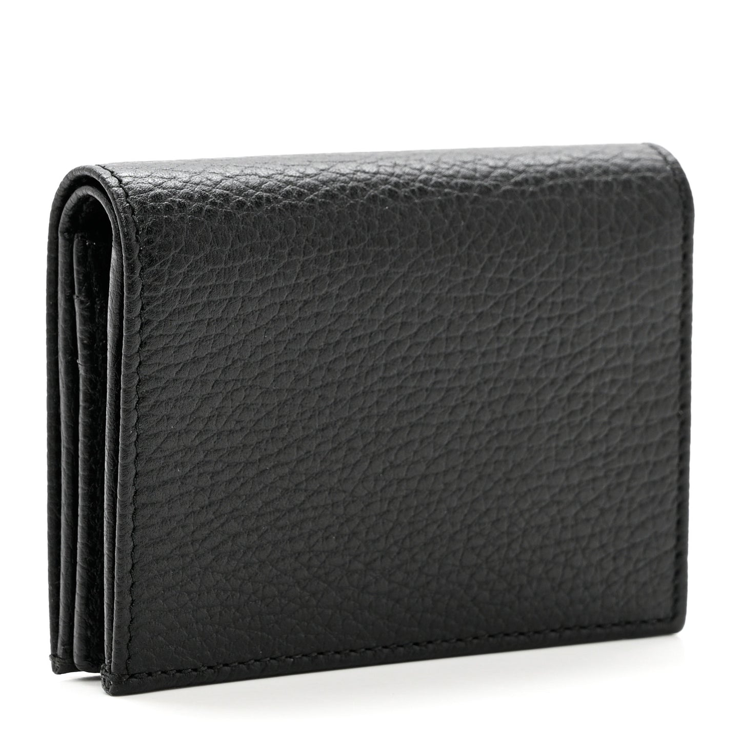 Pebbled Calfskin GG Marmont Card Case Black
