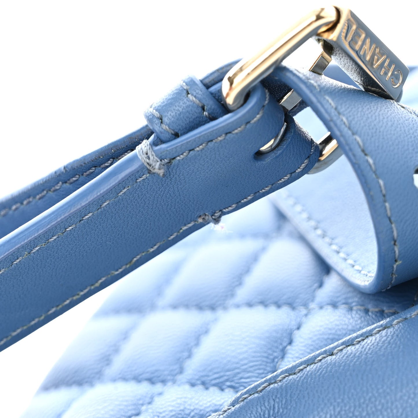 Lambskin Quilted Bi Waist Bag Fanny Pack Blue