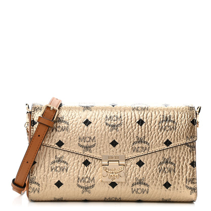 MCM Metallic Visetos Medium Millie Crossbody Bag Berlin Gold 1 of 9