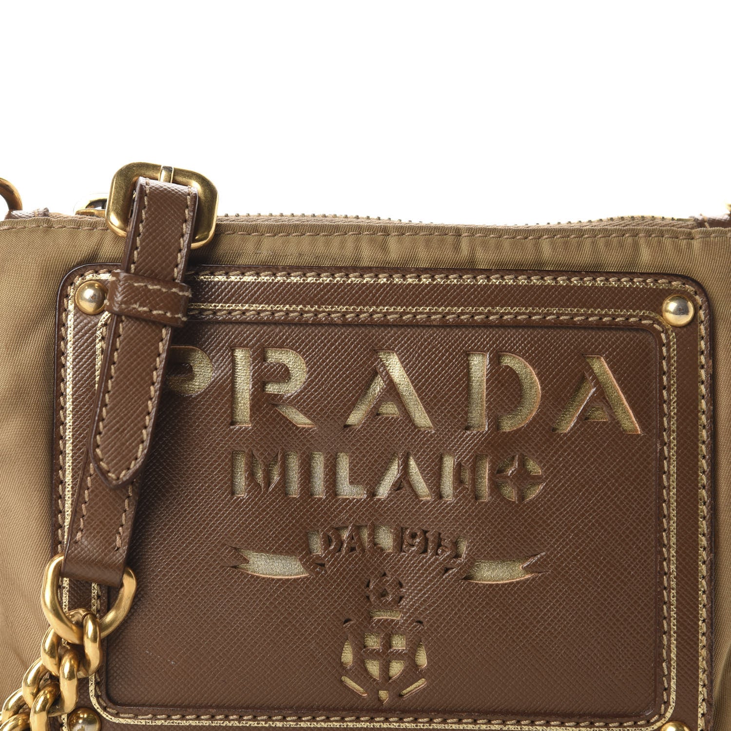 Prada Tessuto Nylon Saffiano Logo Crossbody Bag Beige 13 of 13