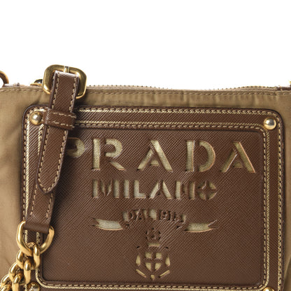 Prada Tessuto Nylon Saffiano Logo Crossbody Bag Beige 13 of 13