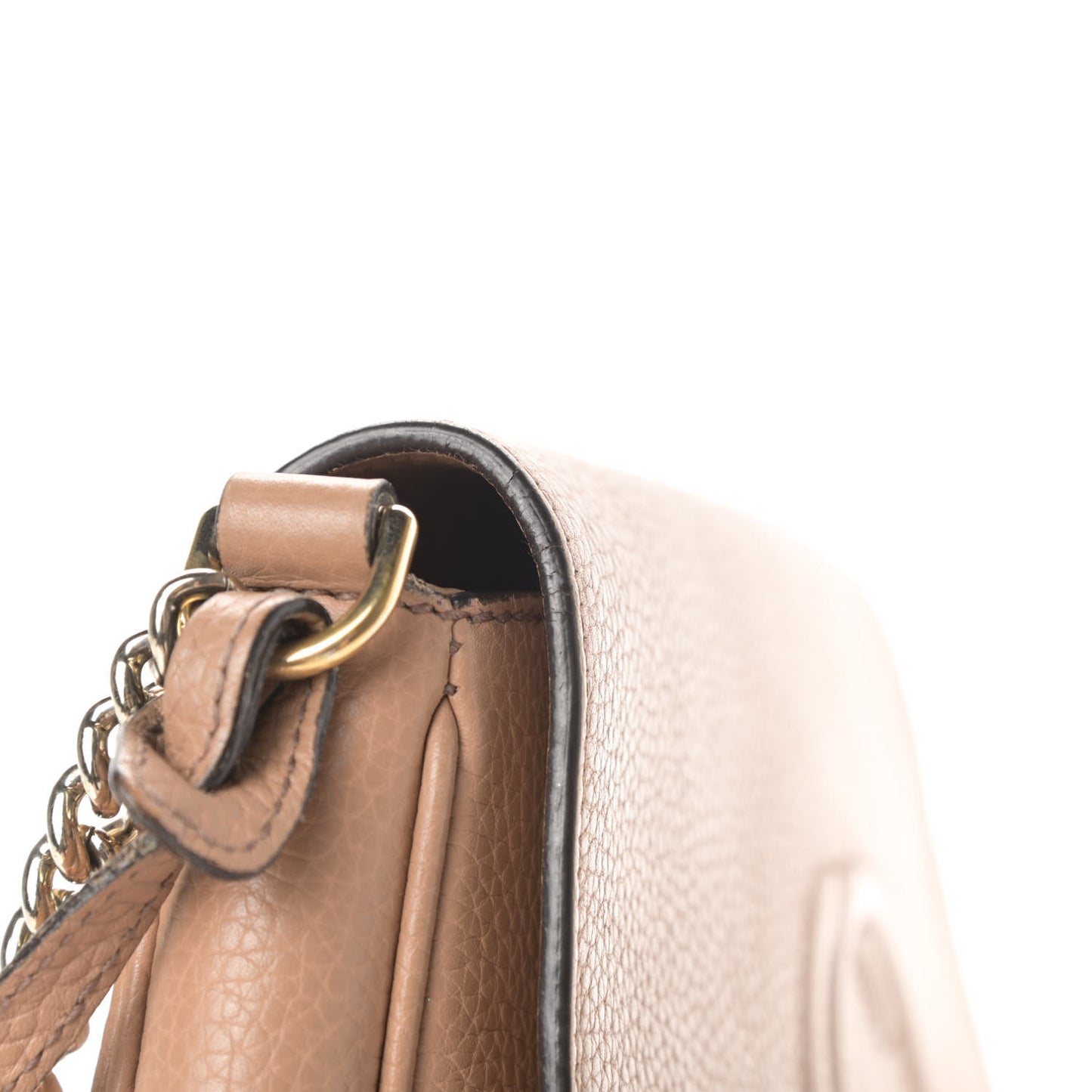 Pebbled Calfskin Medium Soho Flap Crossbody Camelia