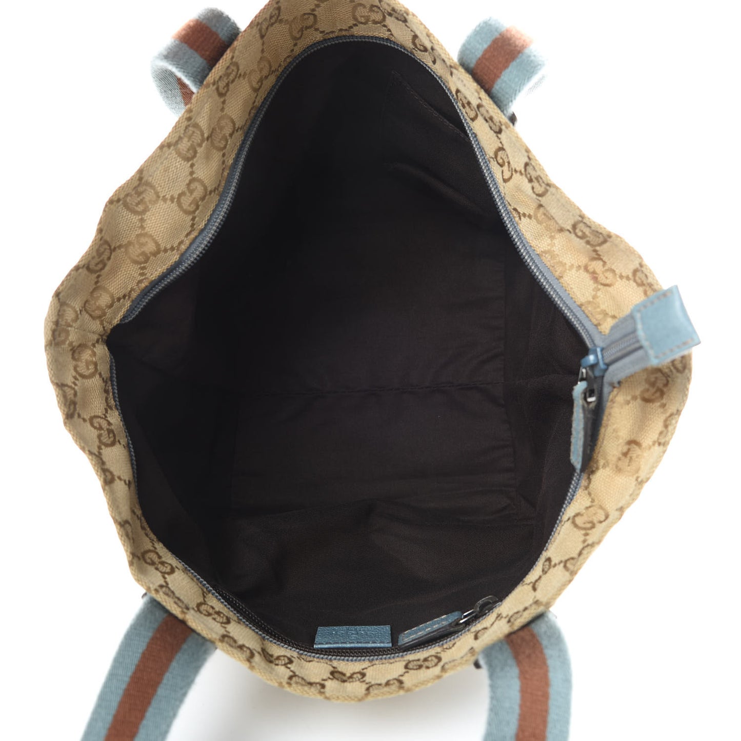 GG Monogram Small Web Handle Bucket Tote Blue