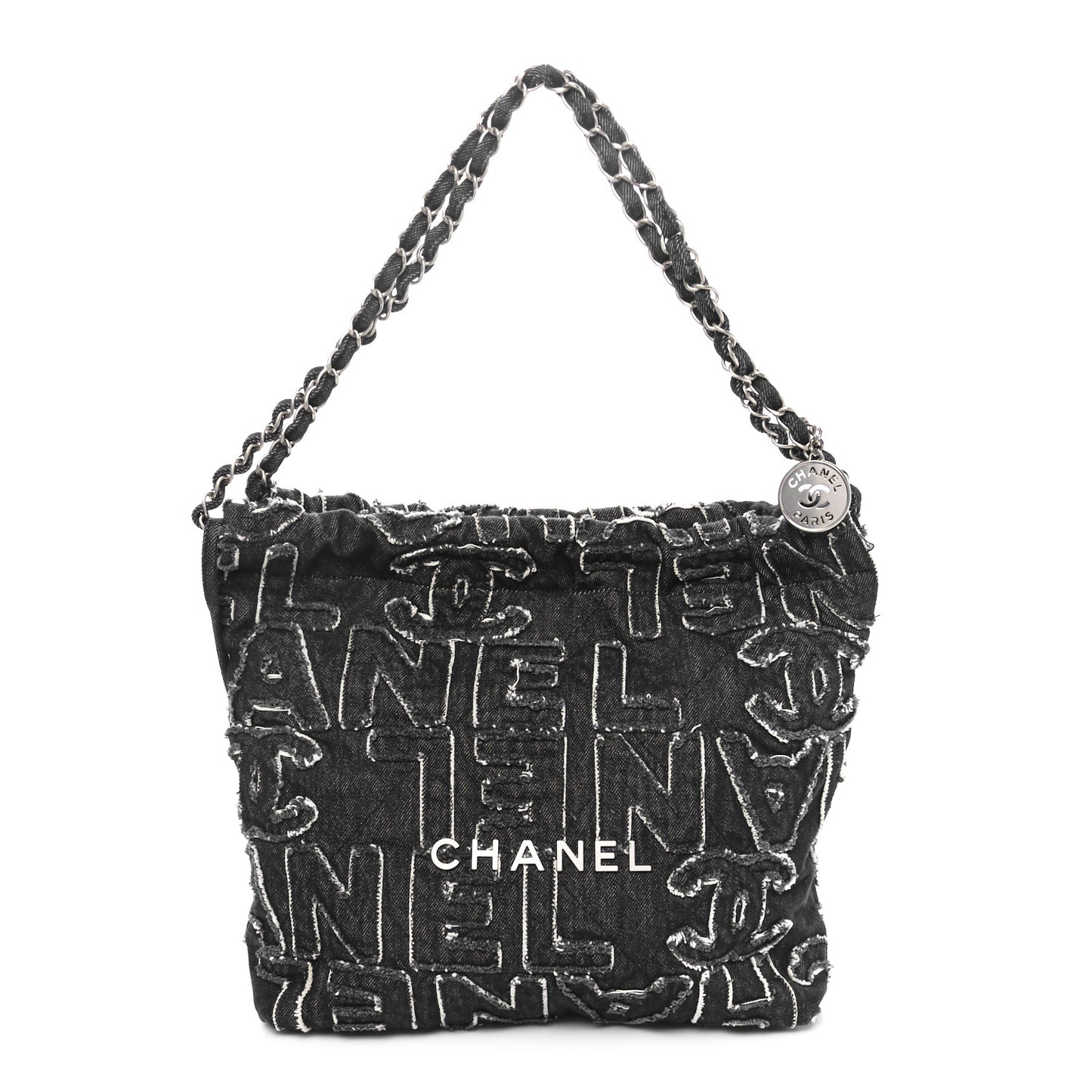 Denim Patchwork Quilted Chanel 22 Black