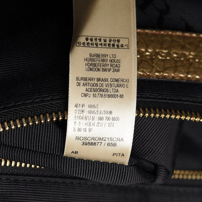 Burberry Metallic Heritage Grain Check Embossed Small Orchard Bowling Bag Gold 7 of 10