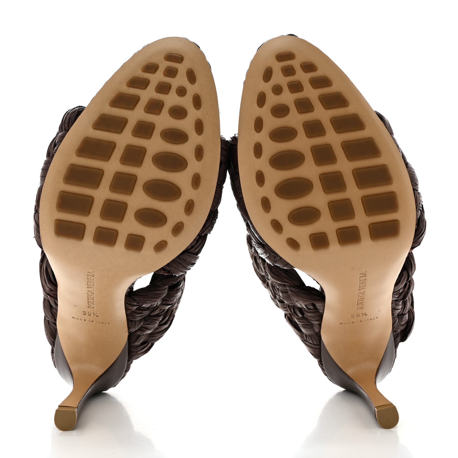 Bottega Veneta Nappa Twisted Intrecciato Raffia Slide Sandals 35.5 Bitter Chocolate 5 of 7