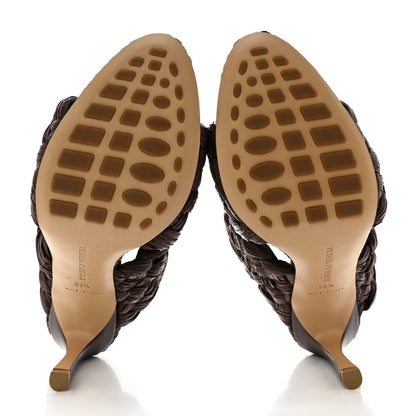 Bottega Veneta Nappa Twisted Intrecciato Raffia Slide Sandals 35.5 Bitter Chocolate 5 of 7