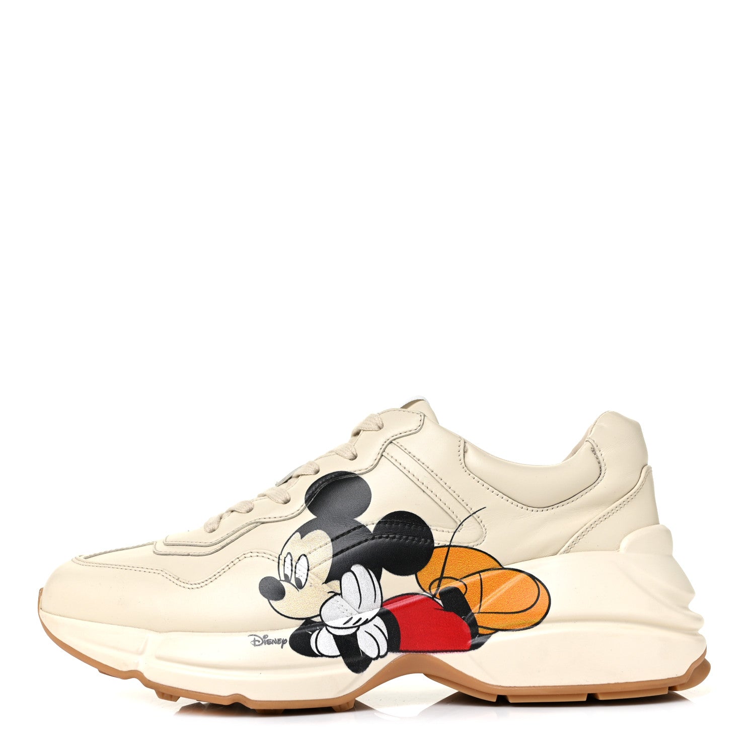 Gucci X DISNEY Calfskin Mickey Mouse Womens Rhyton Sneakers 40 Ivory 1 of 9
