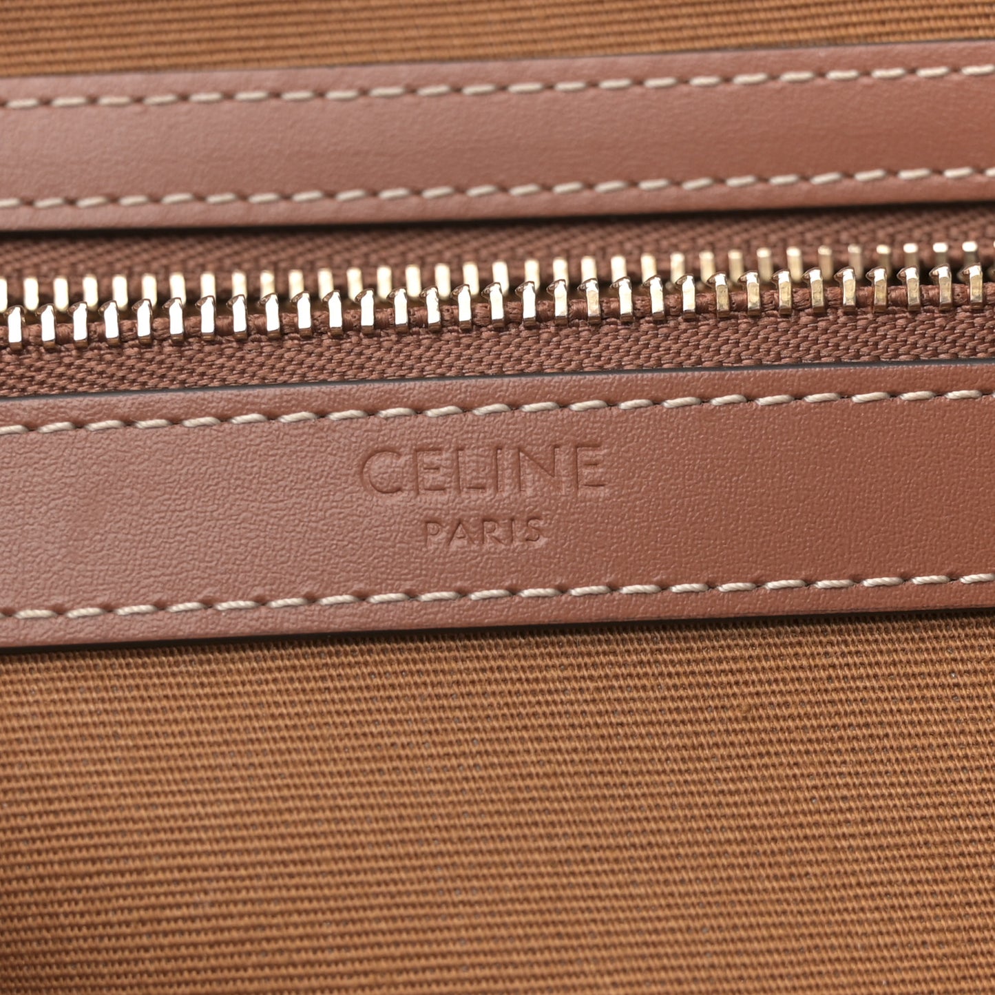 Triomphe Canvas Calfskin Small Cabas Bag Tan