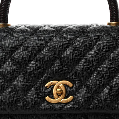 Chanel Caviar Lizard Embossed Quilted Small Coco Handle Flap Black 8 of 10