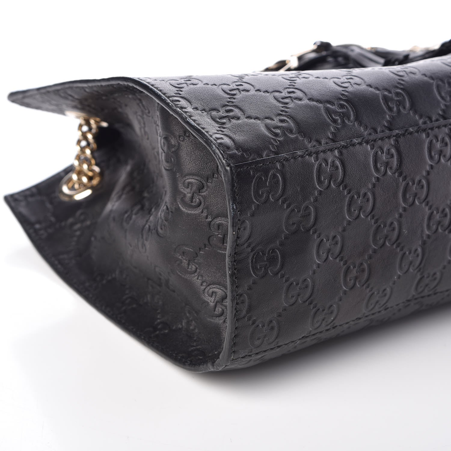 Gucci Guccissima Large Emily Chain Shoulder Bag Black 12 of 13