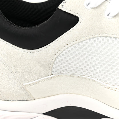 Chanel Mesh Suede Calfskin Grained Calfskin Womens CC Sneakers 39 White Black 13 of 17