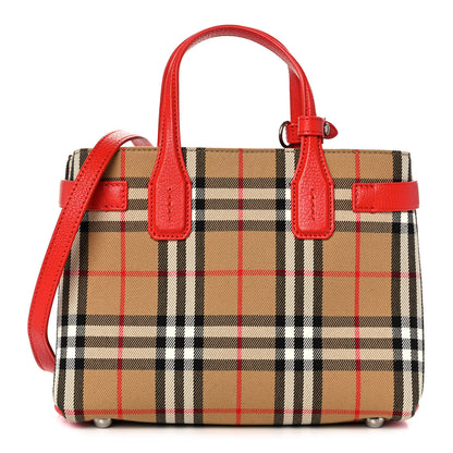 Burberry Goatskin Vintage Check Small Banner Tote Bright Red 1 of 12