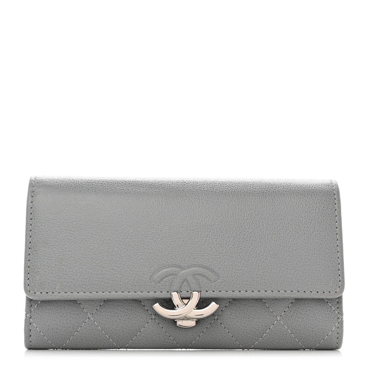 Chanel Grained Calfskin Quilted CC Box Flap Wallet Grey 1 of 8