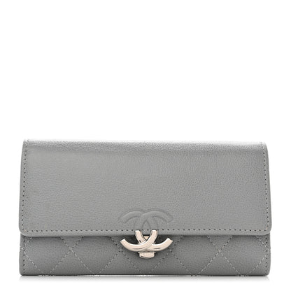Chanel Grained Calfskin Quilted CC Box Flap Wallet Grey 1 of 8