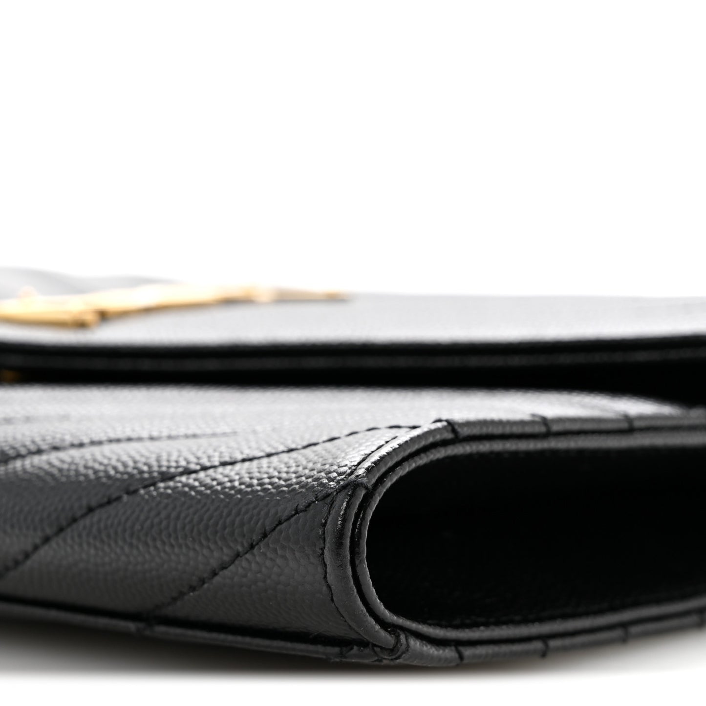 Grain De Poudre Matelasse Chevron Monogram Envelope Clutch Black