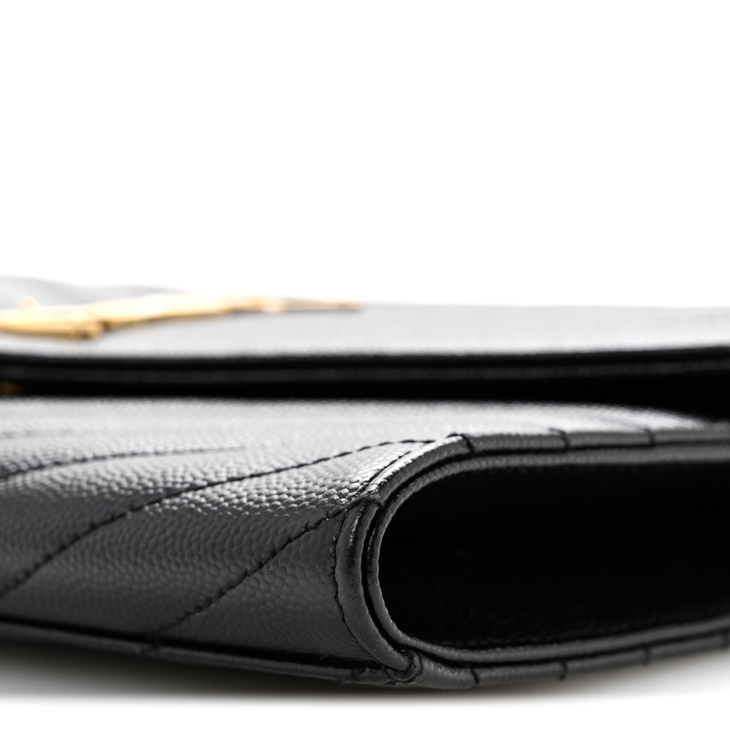 Saint Laurent Grain De Poudre Matelasse Chevron Monogram Envelope Clutch Black 10 of 13