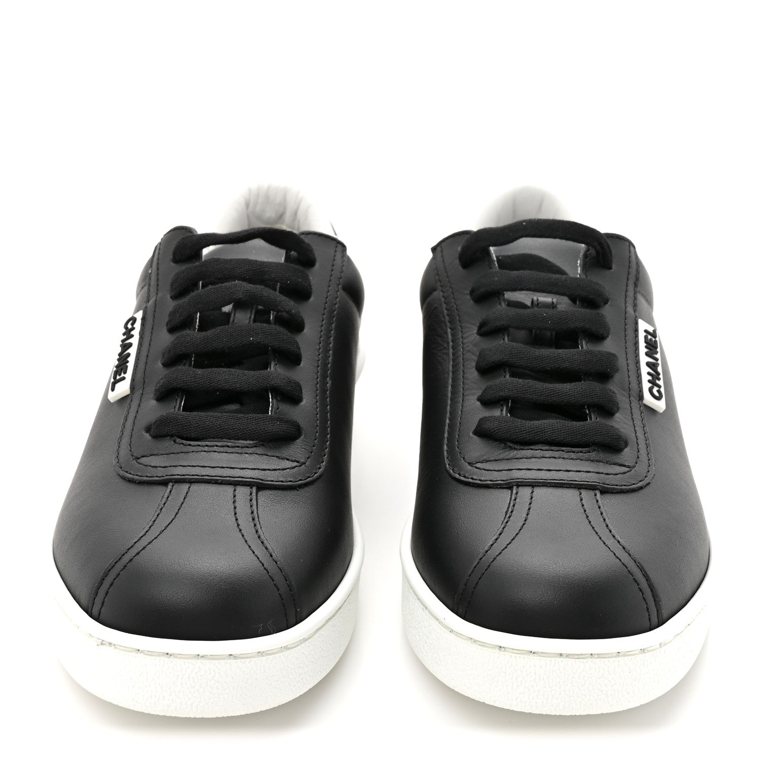 Chanel Calfskin CC Womens Sneakers 37 Black 3 of 10
