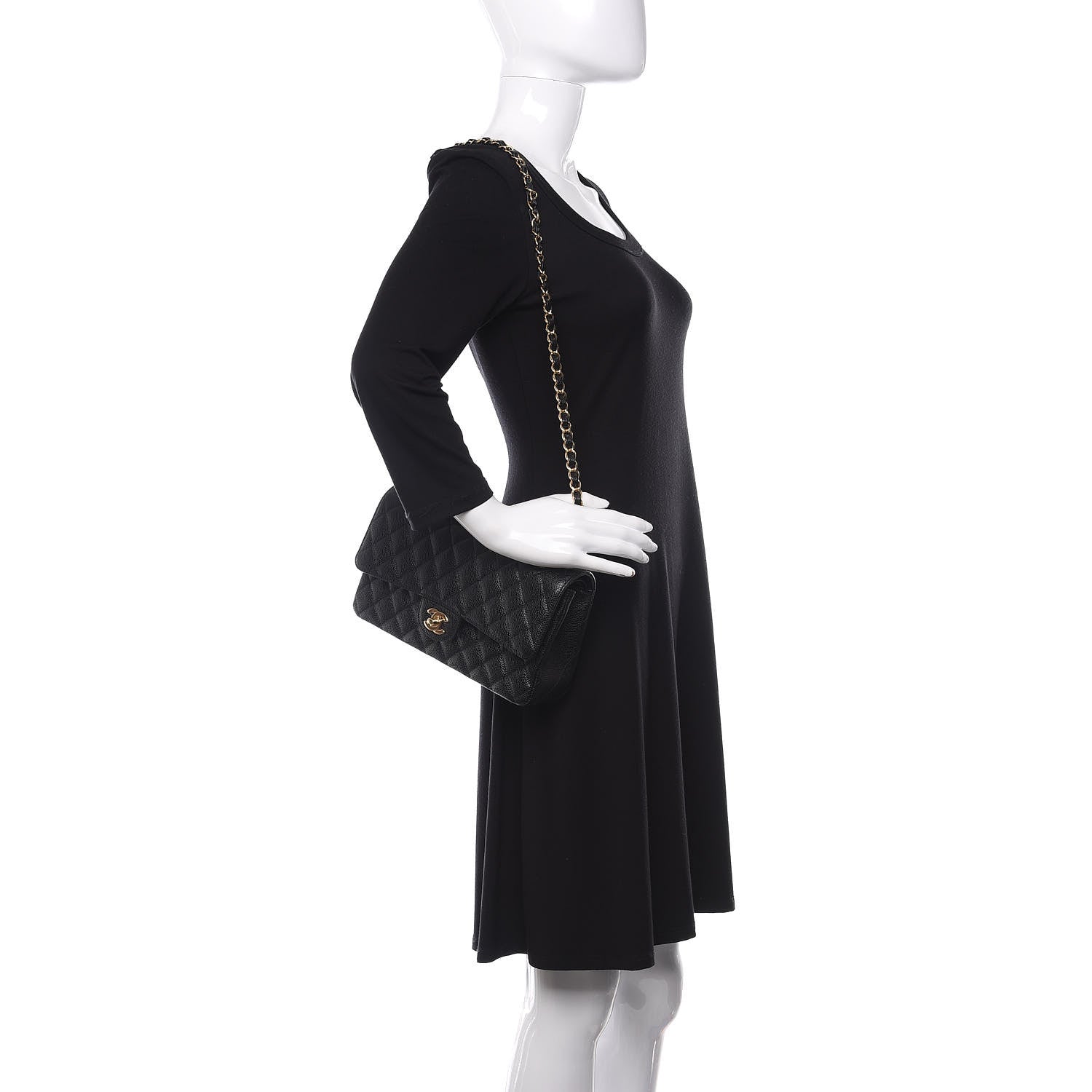 Chanel Caviar Quilted Medium Double Flap Black 3 of 12