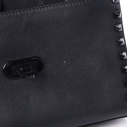 Valentino Garavani Vitello Monochrome Medium Rockstud Flip Lock Crossbody Bag Black 7 of 10