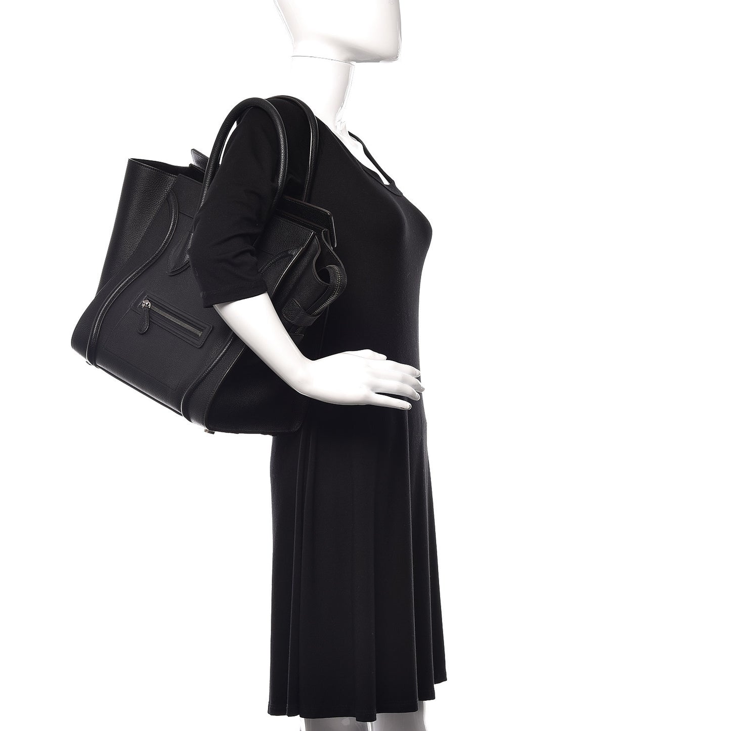 Drummed Calfskin Mini Luggage Black