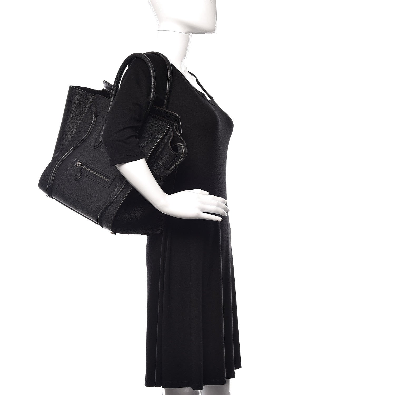 Celine Drummed Calfskin Mini Luggage Black 2 of 11