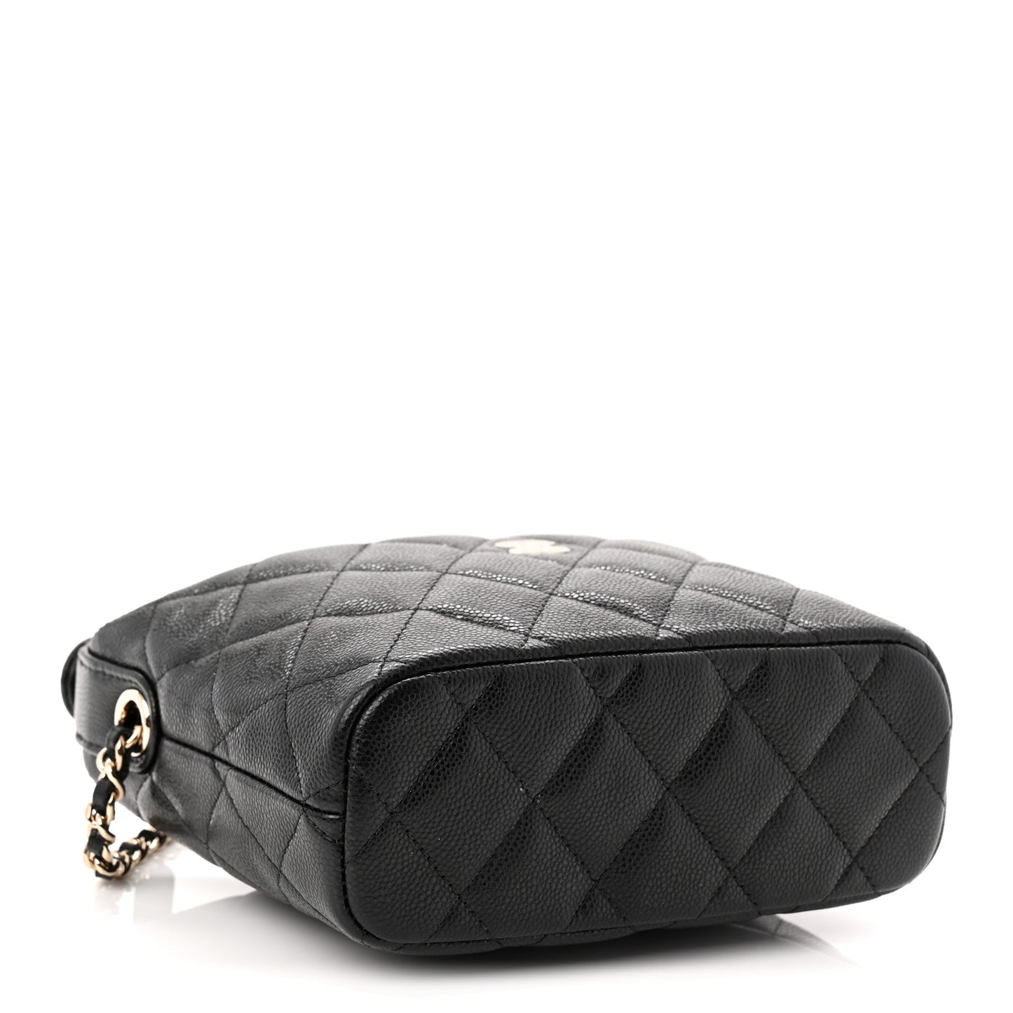 Caviar Quilted Hobo Clutch With Chain Black