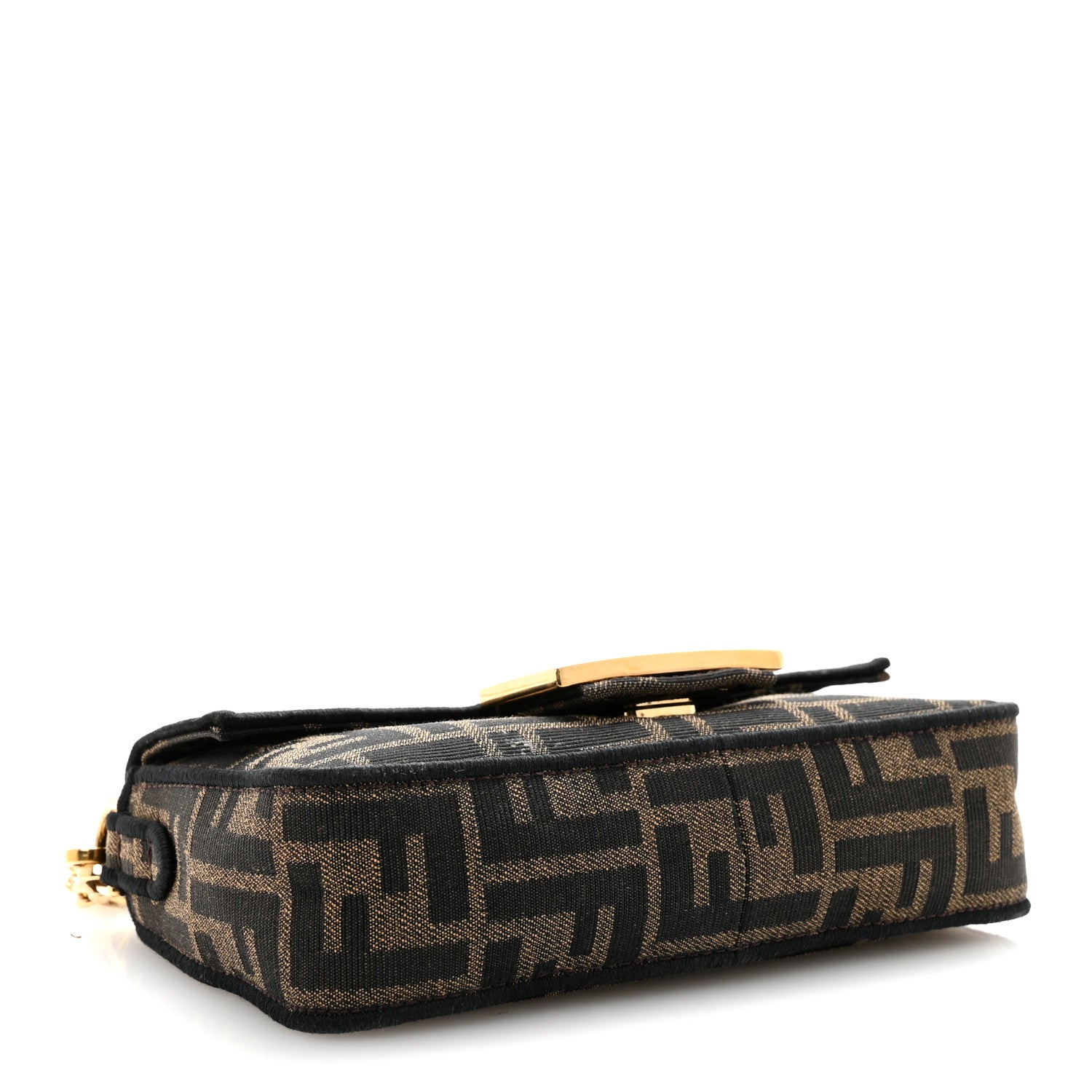 Fendi Fabric Jacquard FF 1974 Mini Baguette Tobacco Moro Black 4 of 9