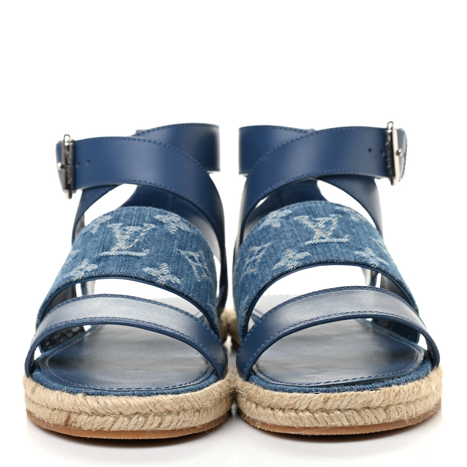 Louis Vuitton Monogram Denim Starboard Espadrille Flat Sandal 37 Blue 2 of 7
