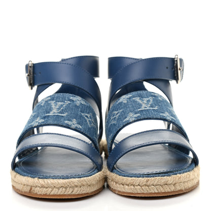Louis Vuitton Monogram Denim Starboard Espadrille Flat Sandal 37 Blue 2 of 7