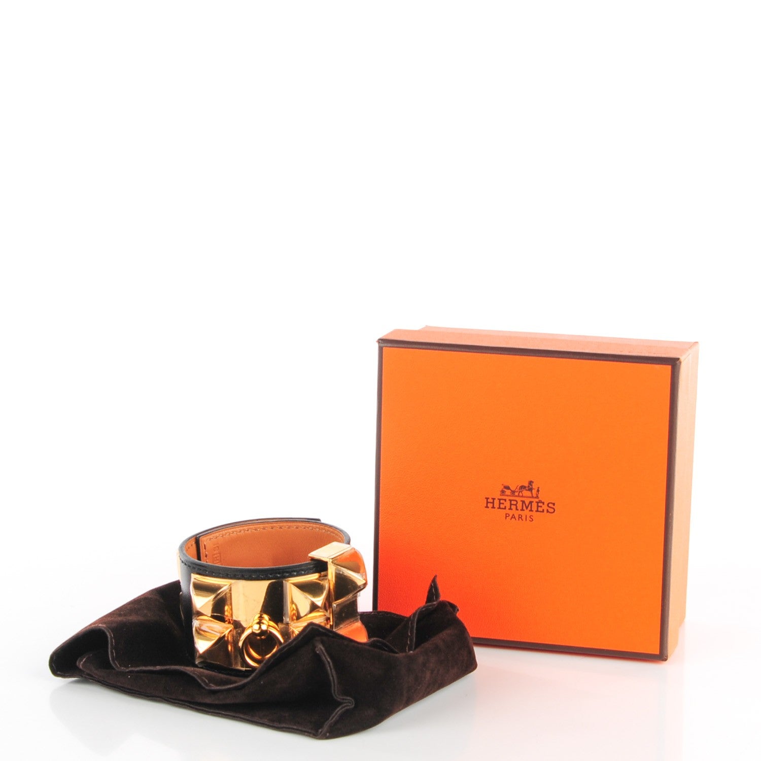 Hermes Box Calfskin Collier de Chien CDC Bracelet S Black 9 of 9