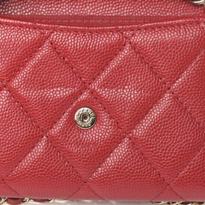 Chanel Caviar Quilted Flap Card Holder On Chain Red 5 of 5