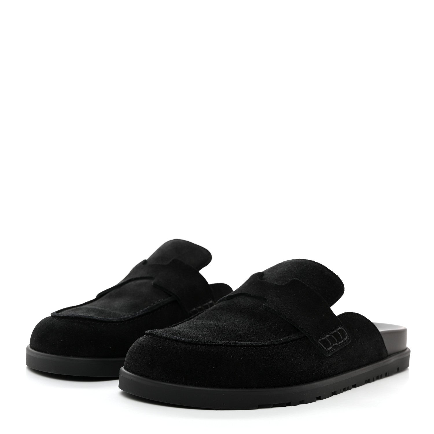 Hermes Suede Calfskin Go Mules 38 Black 3 of 9