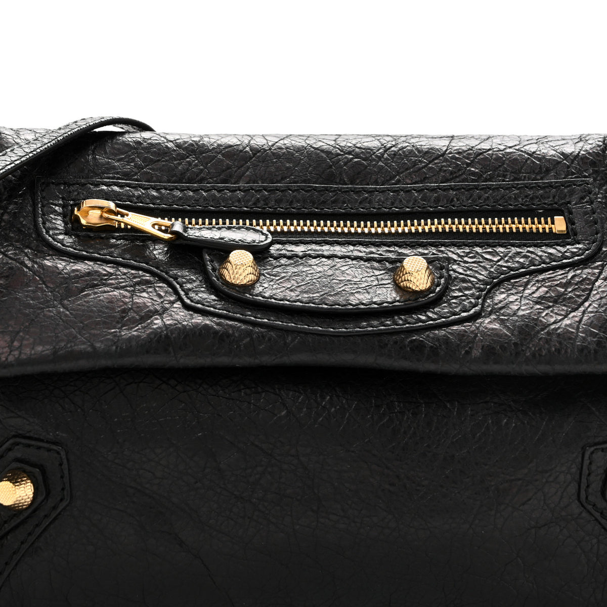 Balenciaga Agneau Giant 12 Gold Hardware Envelope Strap Clutch Black 9 of 16