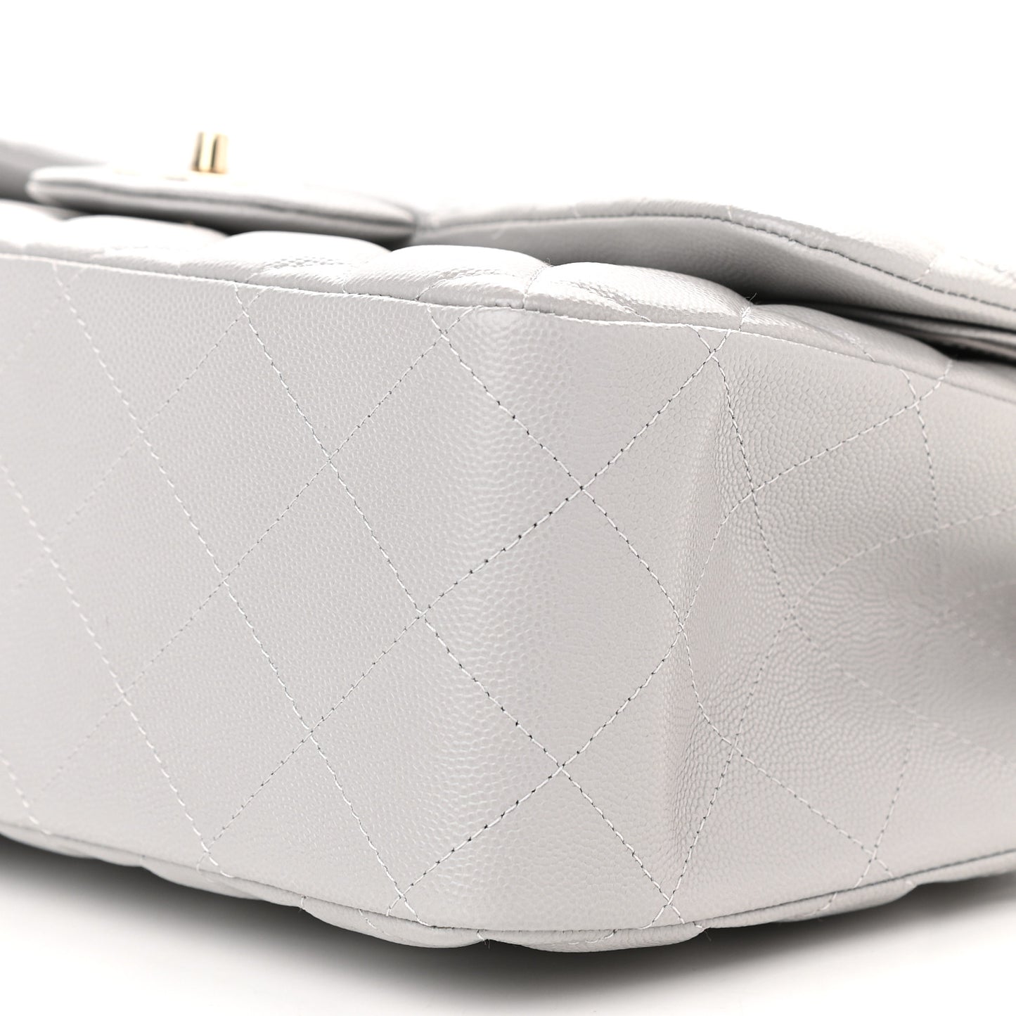 Caviar Quilted Jumbo Double Flap Grey