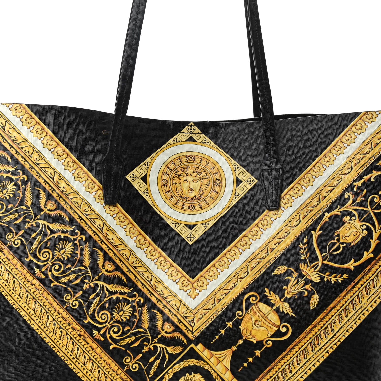 Versace Barocco Printed Tote Black Gold 7 of 9