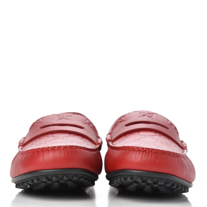 Gucci Guccissima Calfskin Mens Driver Loafers 9.5 Red 2 of 13