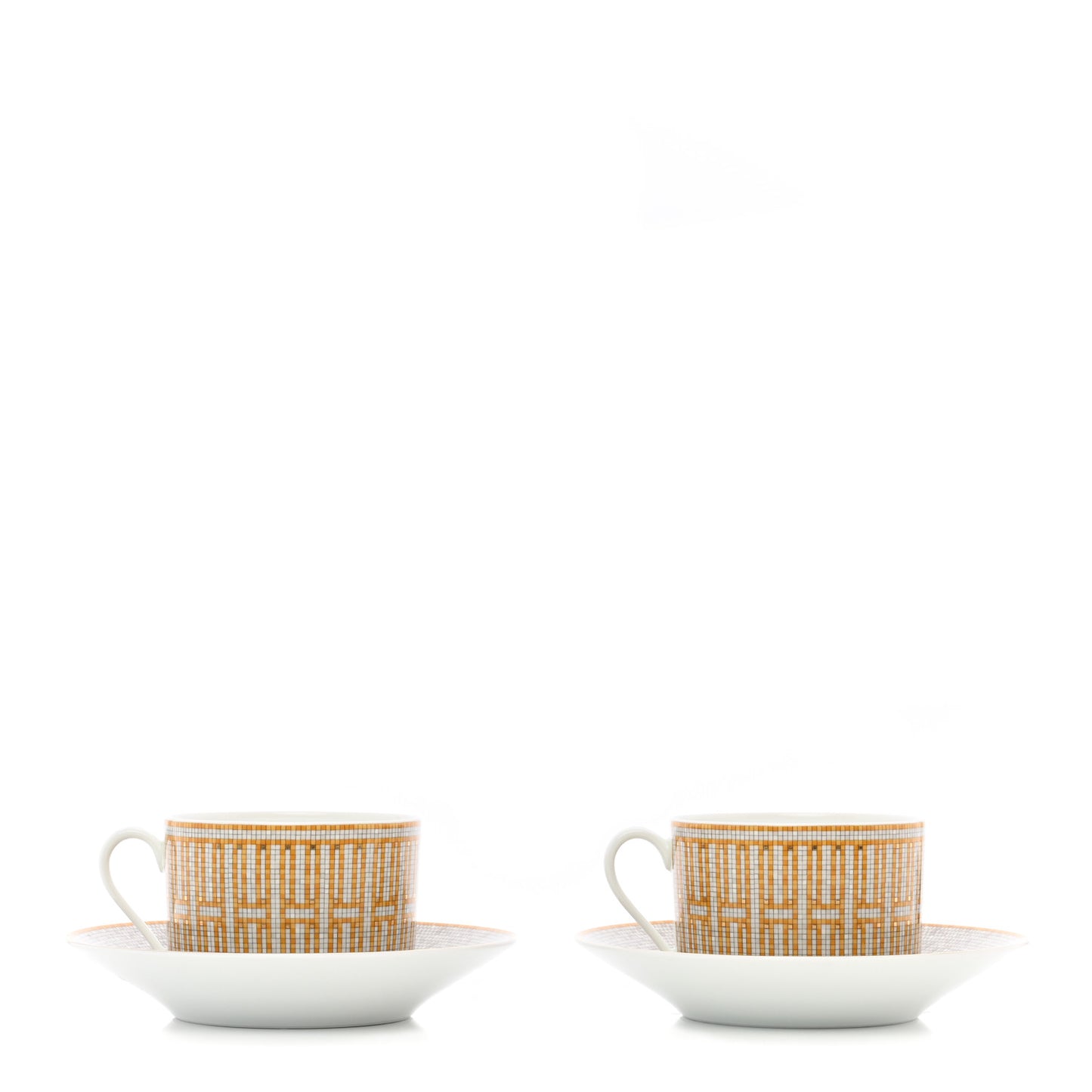 Porcelain Mosaique Au 24 Gold Breakfast Cup And Saucer Set Of 2
