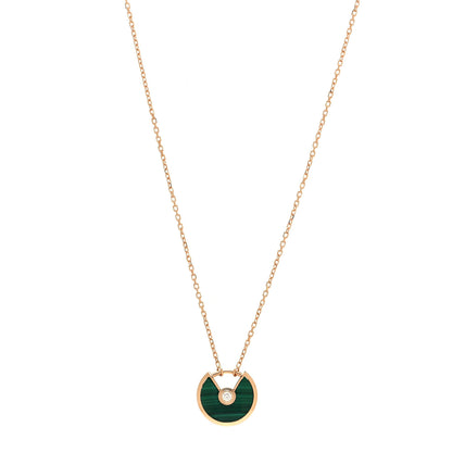 Cartier 18K Pink Gold Diamond Malachite XS Amulette de Cartier Pendant Necklace 1 of 6