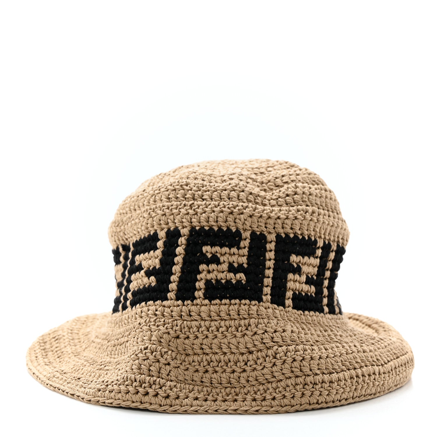 Fendi Cotton FF Woven Bucket Hat L Naturale Black 3 of 10