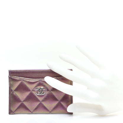 Chanel Iridescent Lambskin Quilted Card Holder Purple 2 of 12