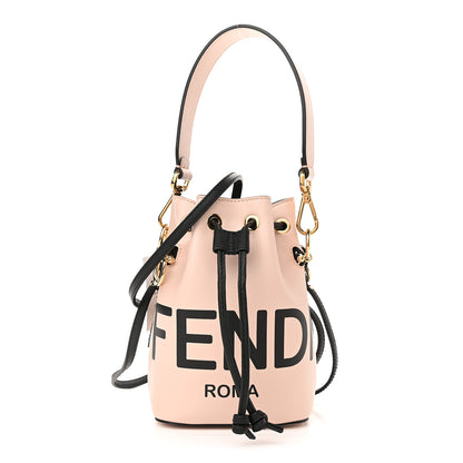 Fendi Vitello Fluffy Grace F is Fendi Logo Embossed Mini Mon Tresor Bucket Bag Rosa Quarzo Black 1 of 9