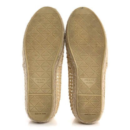 Prada Raffia Triangle Logo Crochet 20mm Espadrilles 38 Naturale 6 of 8