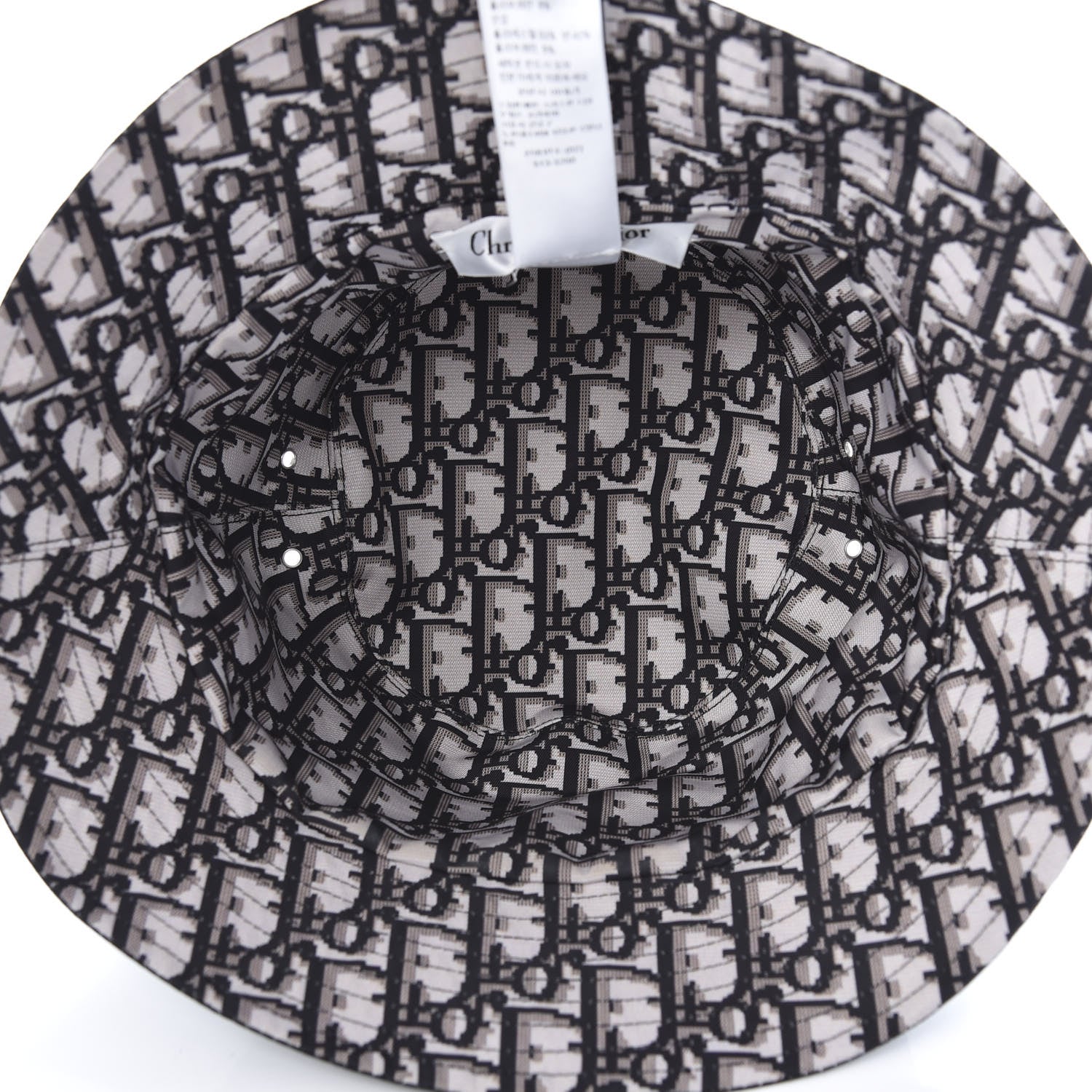 Christian Dior Polyester Cotton Oblique Teddy-D Brim Bucket Hat 58 Black 5 of 7