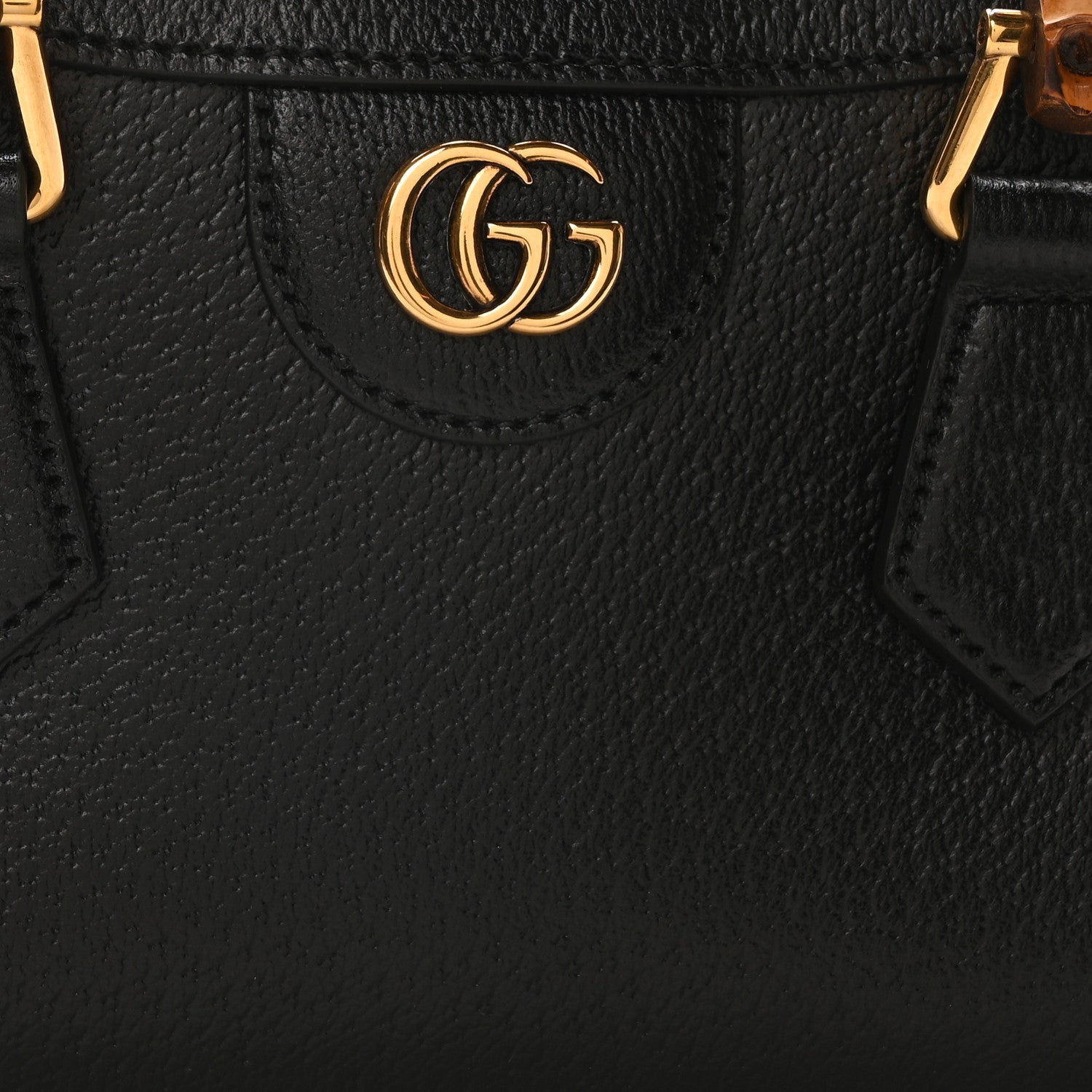Gucci Textured Dollar Calfskin Web Small Diana Shoulder Bag Black Dusty Grey 8 of 10