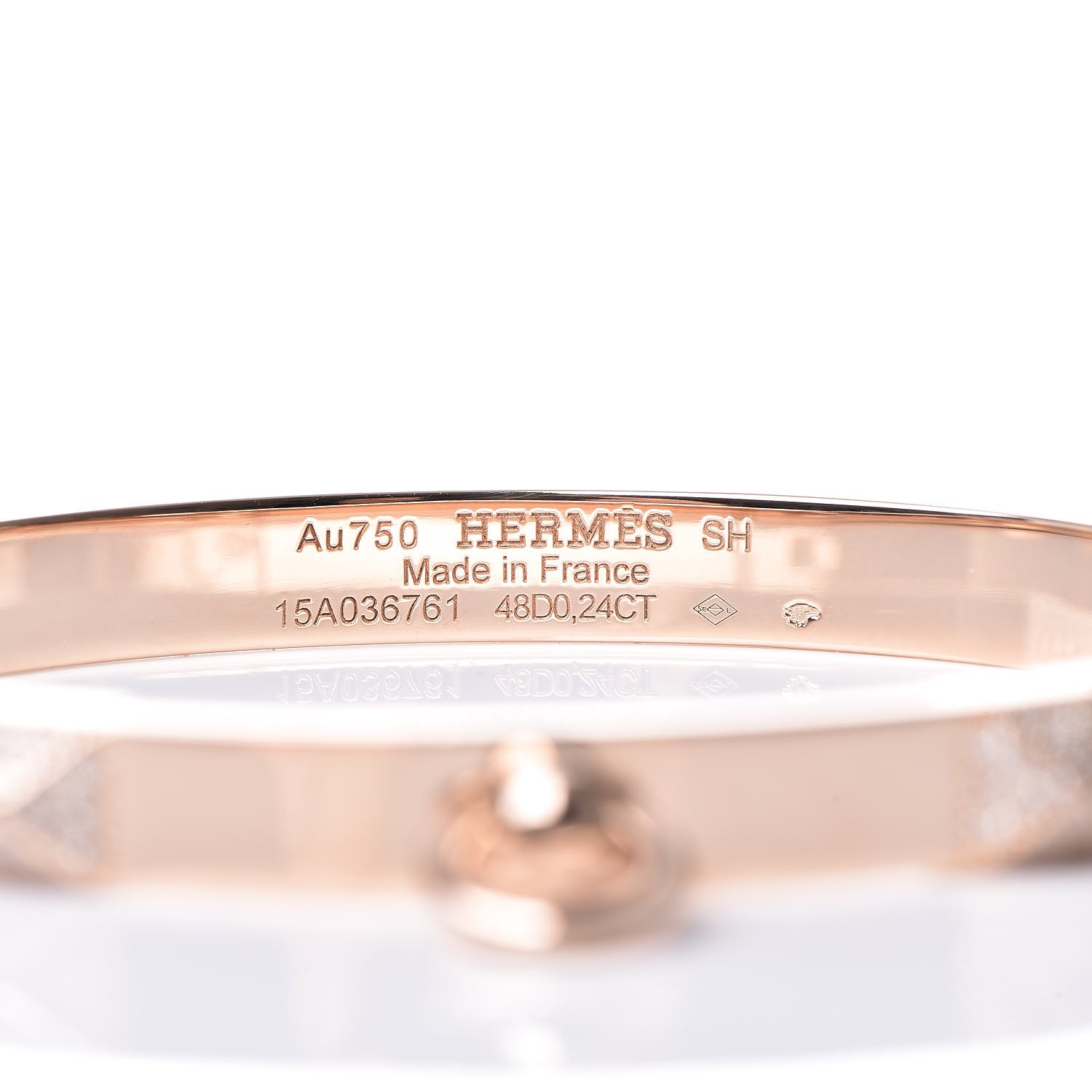 Hermes 18K Rose Gold Diamond PM Collier De Chien Bracelet SH 4 of 5
