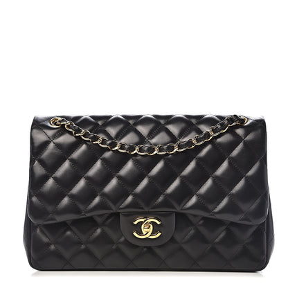 Chanel Lambskin Quilted Jumbo Double Flap Black 1 of 16