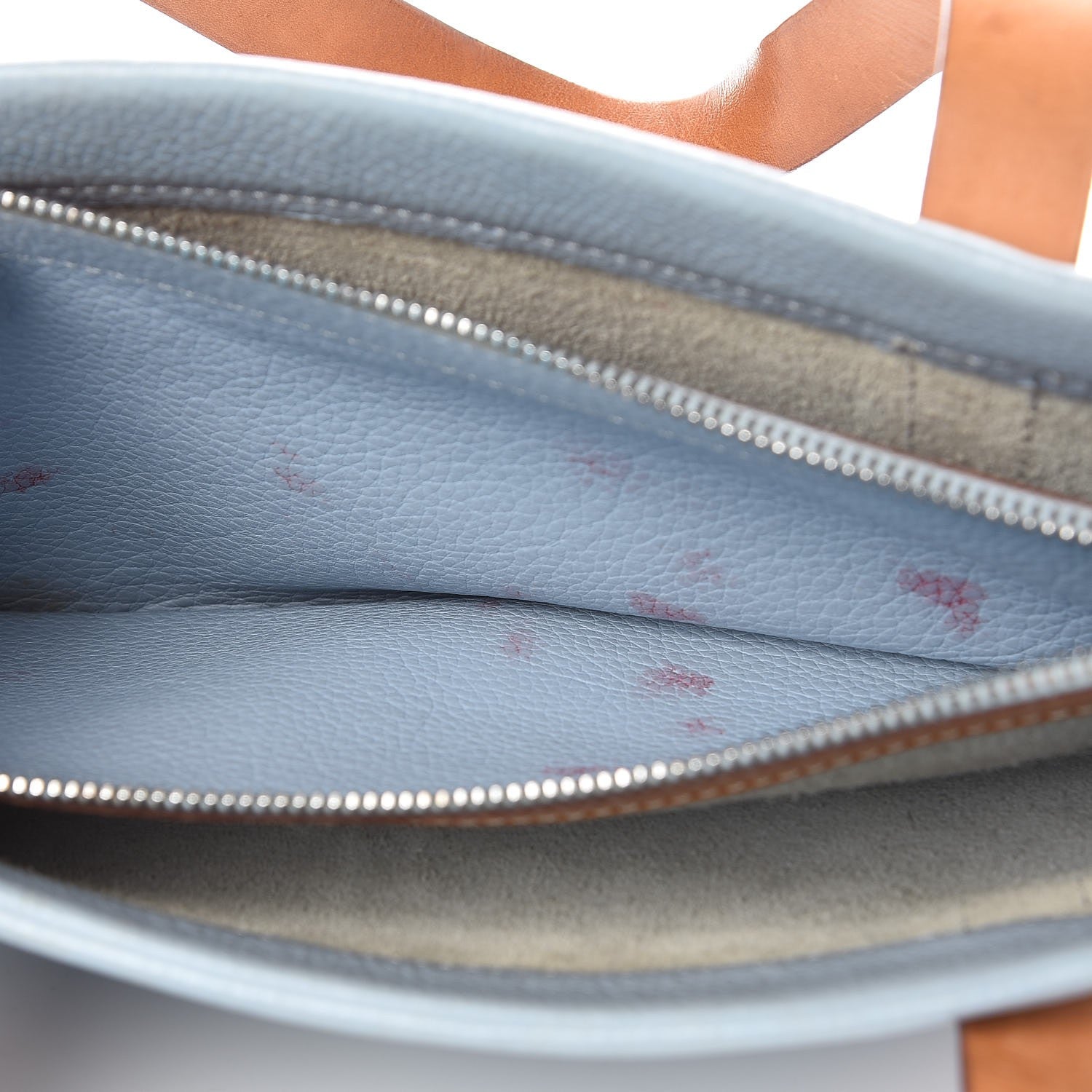Celine Drummed Calfskin Small Open Tote Blue 8 of 17